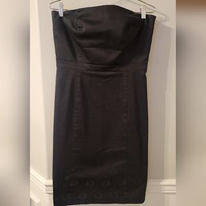 Ann Taylor Little Black Strapless Dress with Floral Embroidery Size 10
